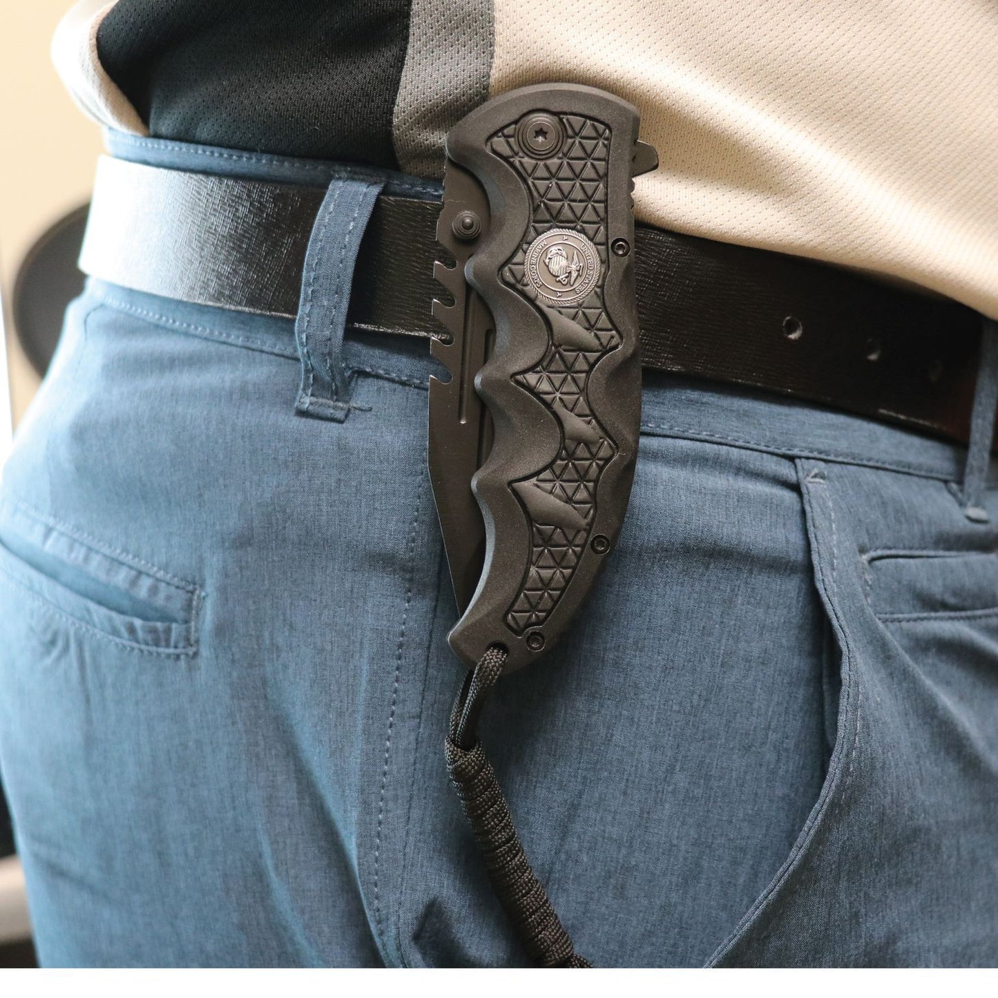 ElitEdge Marines Stainless Steel Pocket Knife 3.5" w/ Paracord