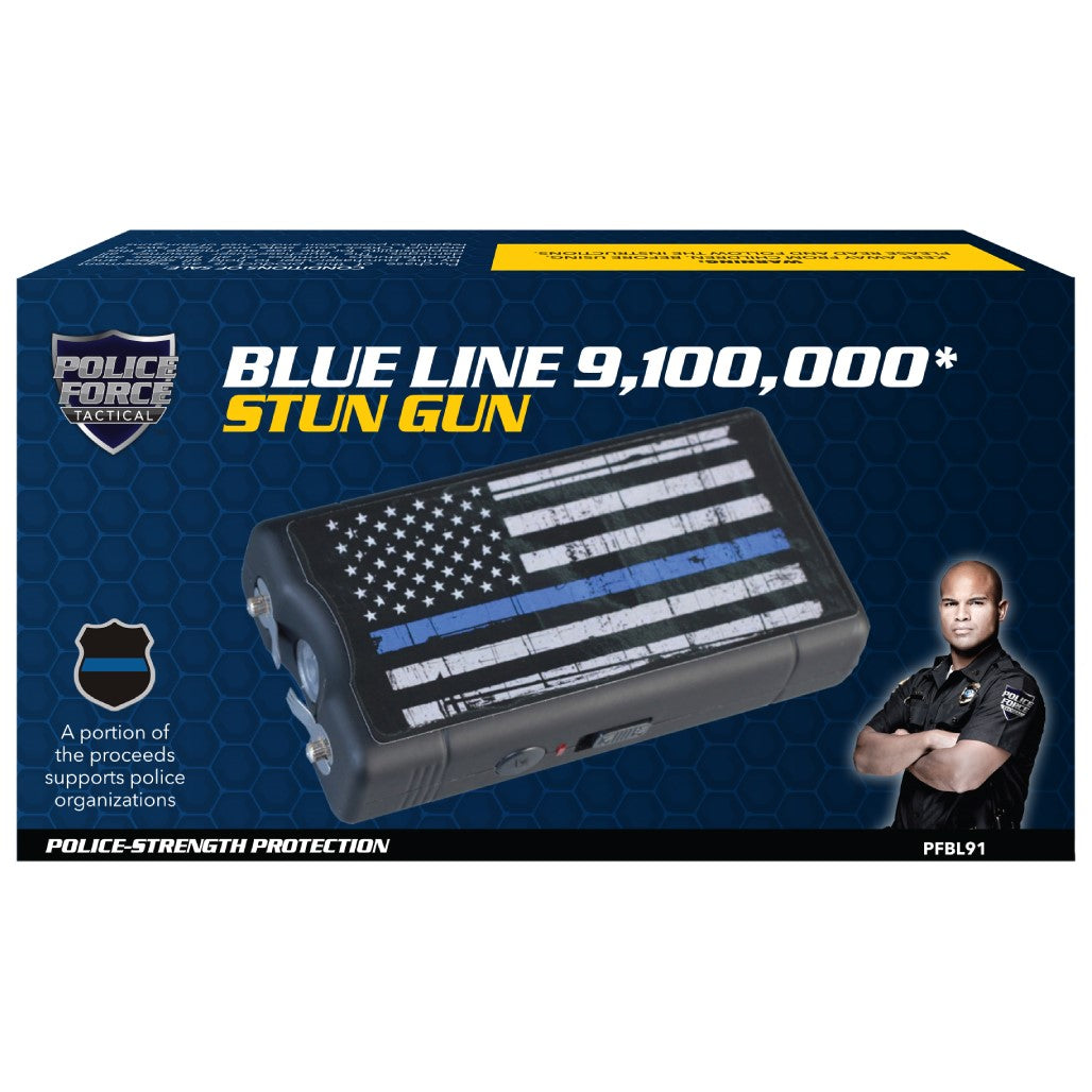 Police Force Tactical Blue Line Stun Gun w/ Braclet 9.1M
