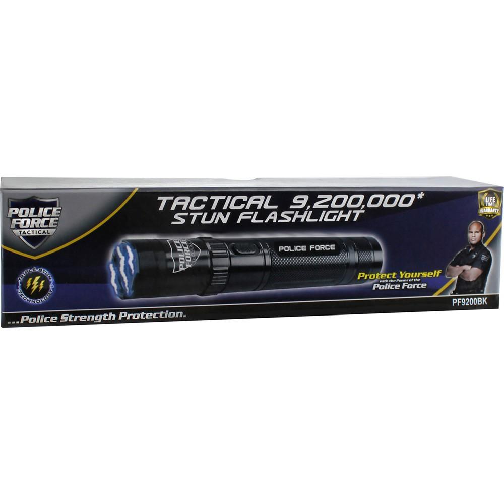 Police Force Tactical Rechargeable Stun Gun Flashlight 9.2M