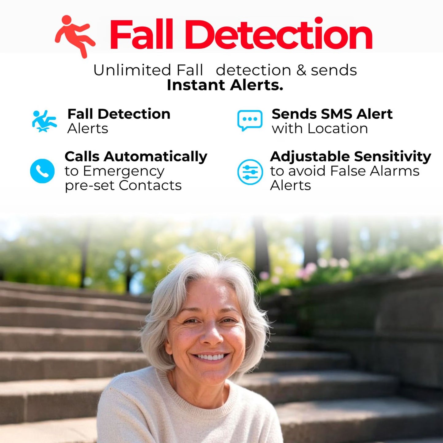 SecuLife Elderly Fall Detection, Smart Wristband, SOS Emergency calling, Caregiver GPS Tracker – Simple & Reliable Life Alert System for Seniors, easy to use app