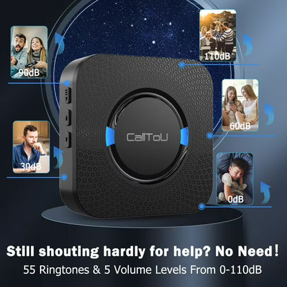 CallToU Caregiver Pager Wireless Call Bell Alert Button for Seniors Elderly Patients Black