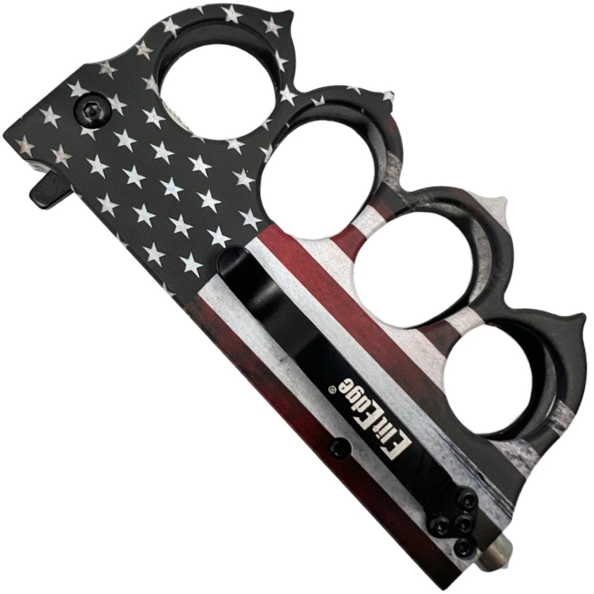 ElitEdge American Flag Knuckle Duster Trench Knife 3.5" w/ Glassbreaker