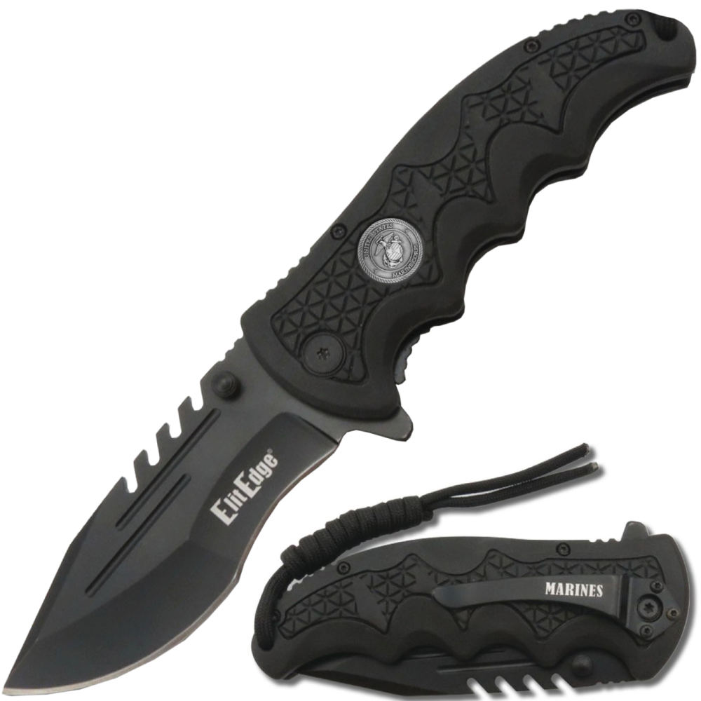 ElitEdge Marines Stainless Steel Pocket Knife 3.5" w/ Paracord