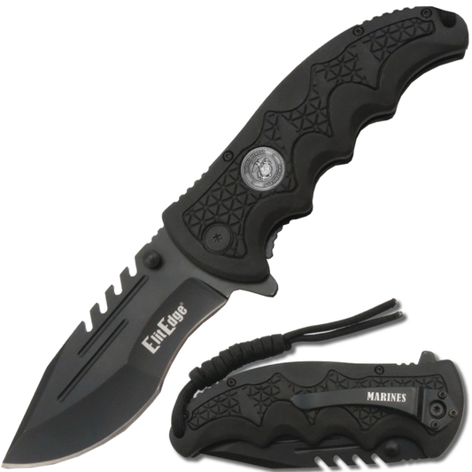 ElitEdge Marines Stainless Steel Pocket Knife 3.5" w/ Paracord