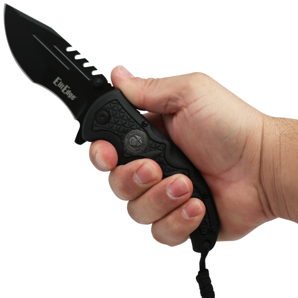 ElitEdge Marines Stainless Steel Pocket Knife 3.5" w/ Paracord