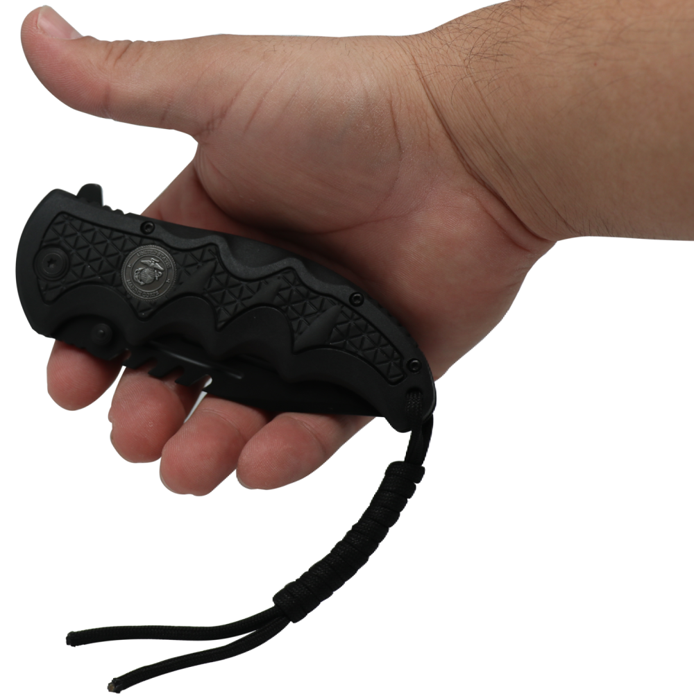 ElitEdge Marines Stainless Steel Pocket Knife 3.5" w/ Paracord