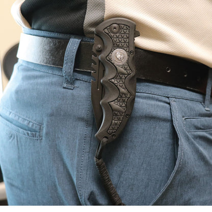 ElitEdge Marines Stainless Steel Pocket Knife 3.5" w/ Paracord