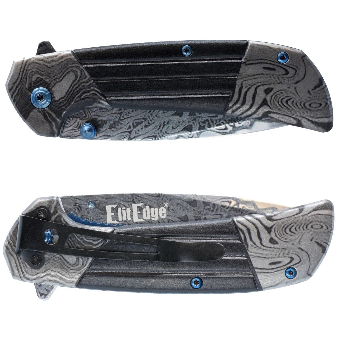 ElitEdge Titanium & Damascus Steel Folding Pocket Knife 3.5"