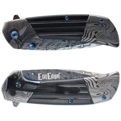 ElitEdge Titanium & Damascus Steel Folding Pocket Knife 3.5"