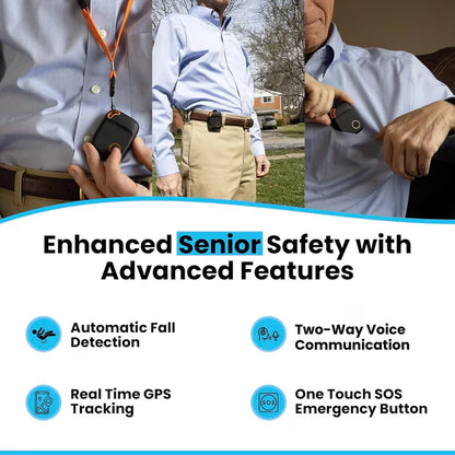 SecuLife GPS Tracker for Elderly with Fall Detection – Medical Alert System for Seniors with 24/7 Monitoring, Caregiver App, Lightweight, SOS Panic Button & Assistive Speakerphone for Personal Safety