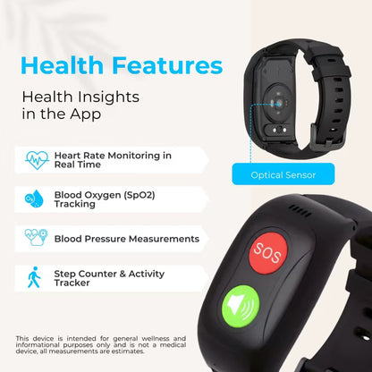 SecuLife Elderly Fall Detection, Smart Wristband, SOS Emergency calling, Caregiver GPS Tracker – Simple & Reliable Life Alert System for Seniors, easy to use app