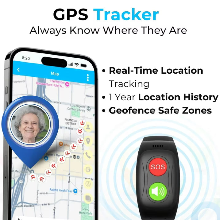 SecuLife Elderly Fall Detection, Smart Wristband, SOS Emergency calling, Caregiver GPS Tracker – Simple & Reliable Life Alert System for Seniors, easy to use app