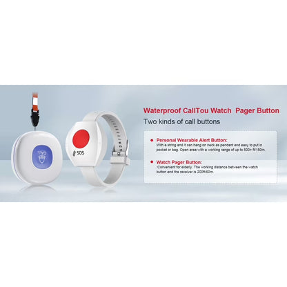 CallToU Wireless Caregiver Pager with SOS Call Buttons for Elderly, Medical Alert System 500FT