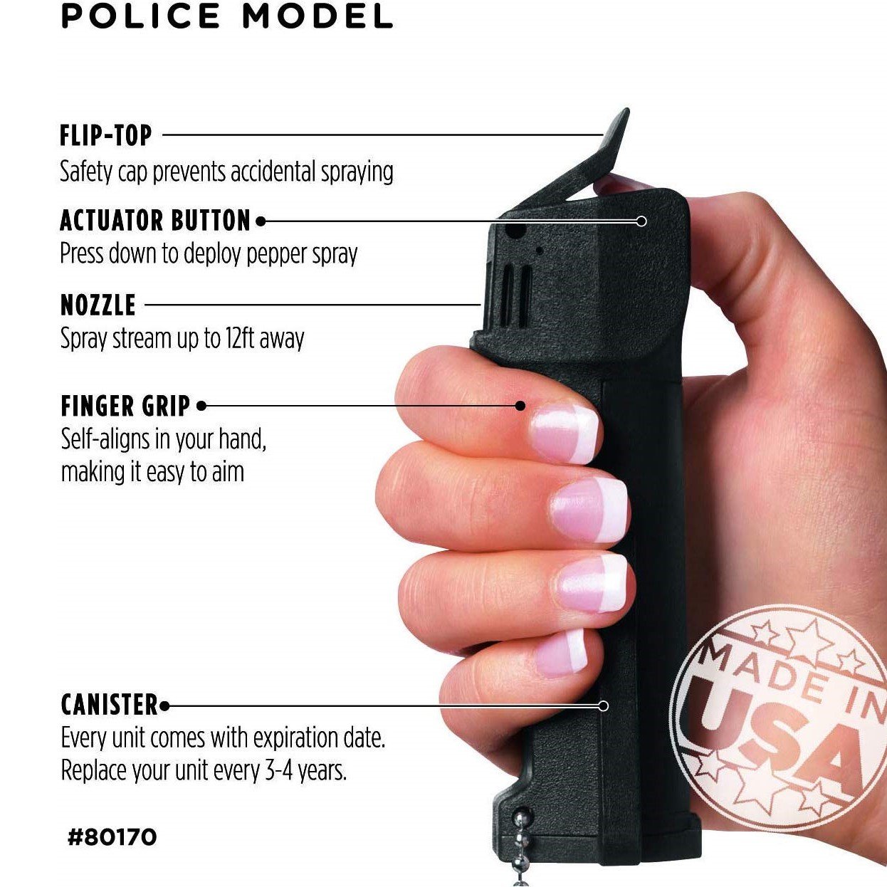 Mace Triple Action Police Pepper Spray 18g w/ Pocket Clip