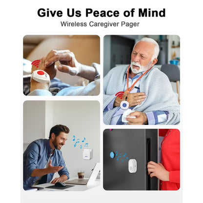 CallToU Wireless Caregiver Pager with SOS Call Buttons for Elderly, Medical Alert System 500FT