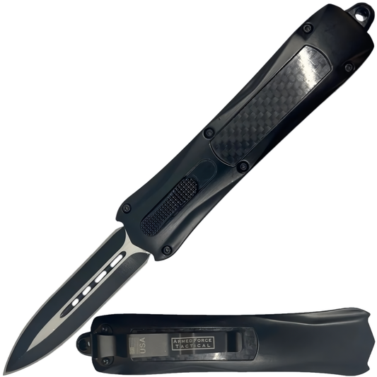 Armed Force Tactical Automatic OTF Dagger Knife w/ Molle Holster 3.25"