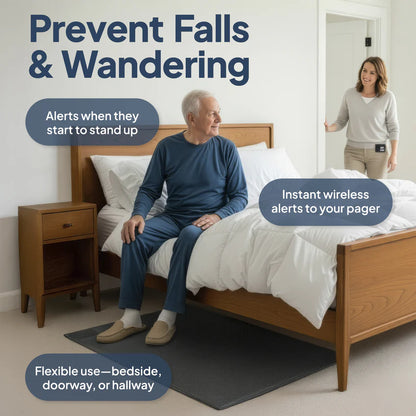 Bedside Floor Mat Alarm with Caregiver Pager
