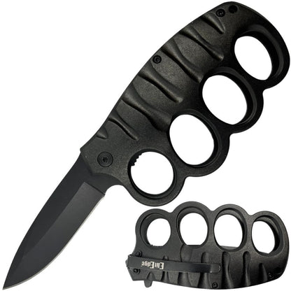 ElitEdge Knuckle Duster Stainless Steel Trench Knife 3.5" w/ Pocket Clip