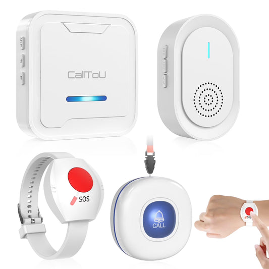 CallToU Wireless Caregiver Pager with SOS Call Buttons for Elderly, Medical Alert System 500FT