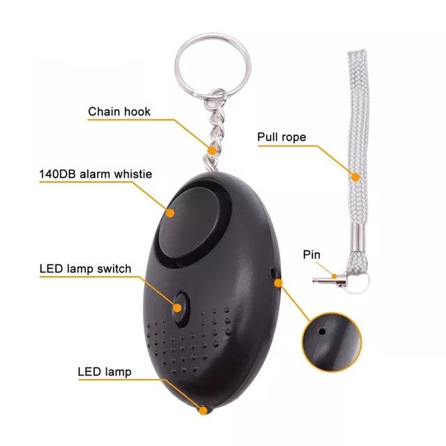 Crow Alert LED Personal Panic Alarm 130dB w/ Pull Pin Strap
