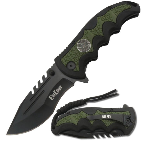 ElitEdge Army Stainless Steel Pocket Knife 3.5" w/ Paracord