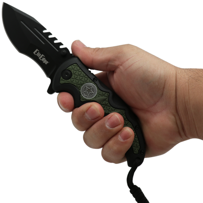 ElitEdge Army Stainless Steel Pocket Knife 3.5" w/ Paracord