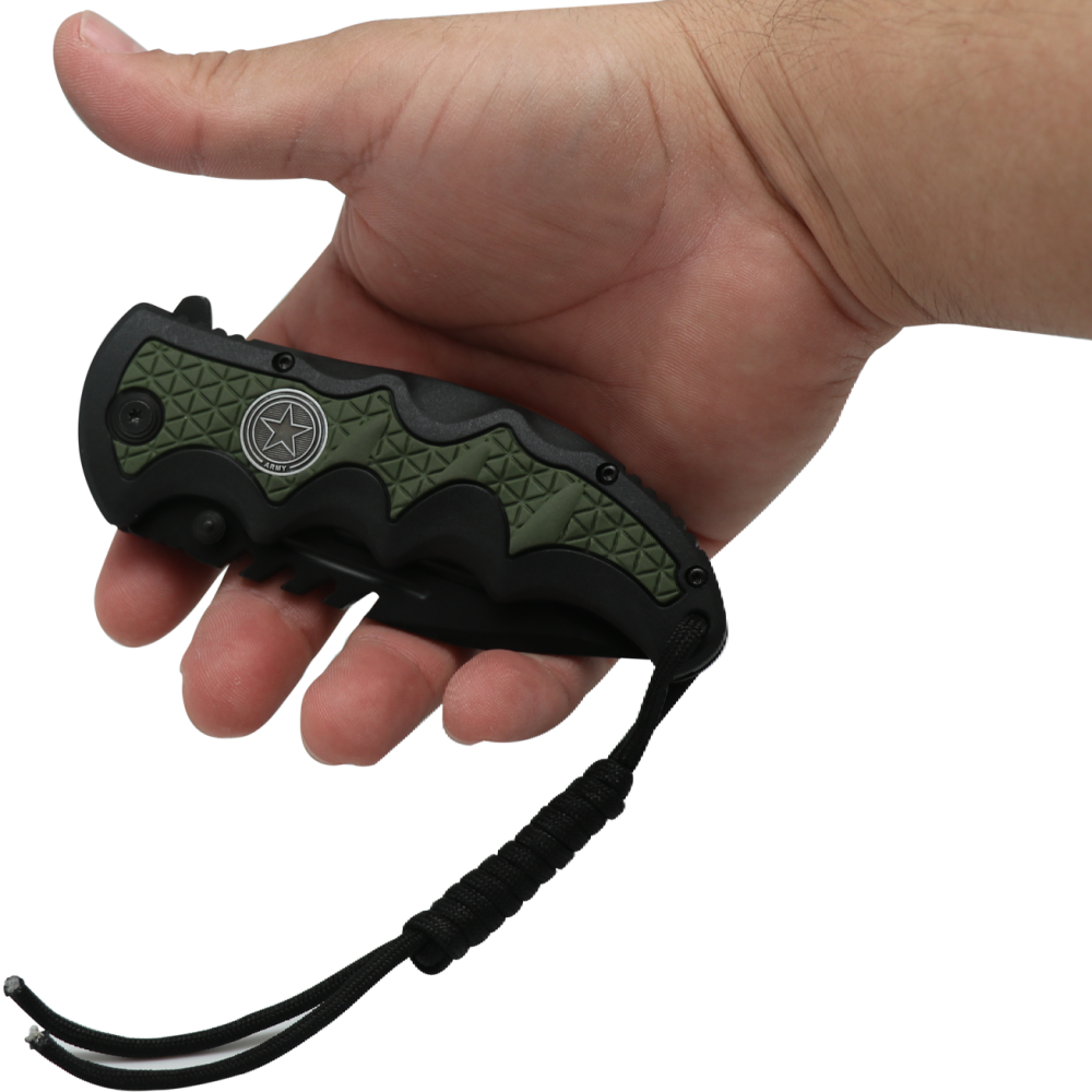 ElitEdge Army Stainless Steel Pocket Knife 3.5" w/ Paracord