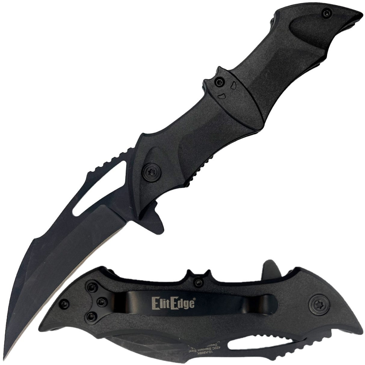 ElitEdge Bat Stainless Steel Folding Knife 3.75" w/ Pocket Clip