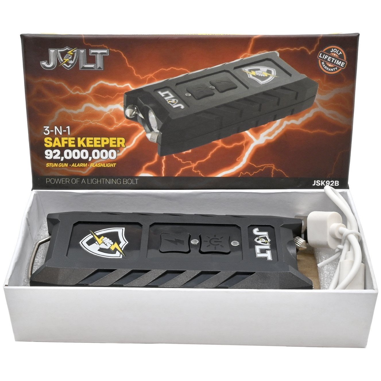 JOLT 3-N-1 SafeKeeper LED Personal Alarm Stun Gun 92M