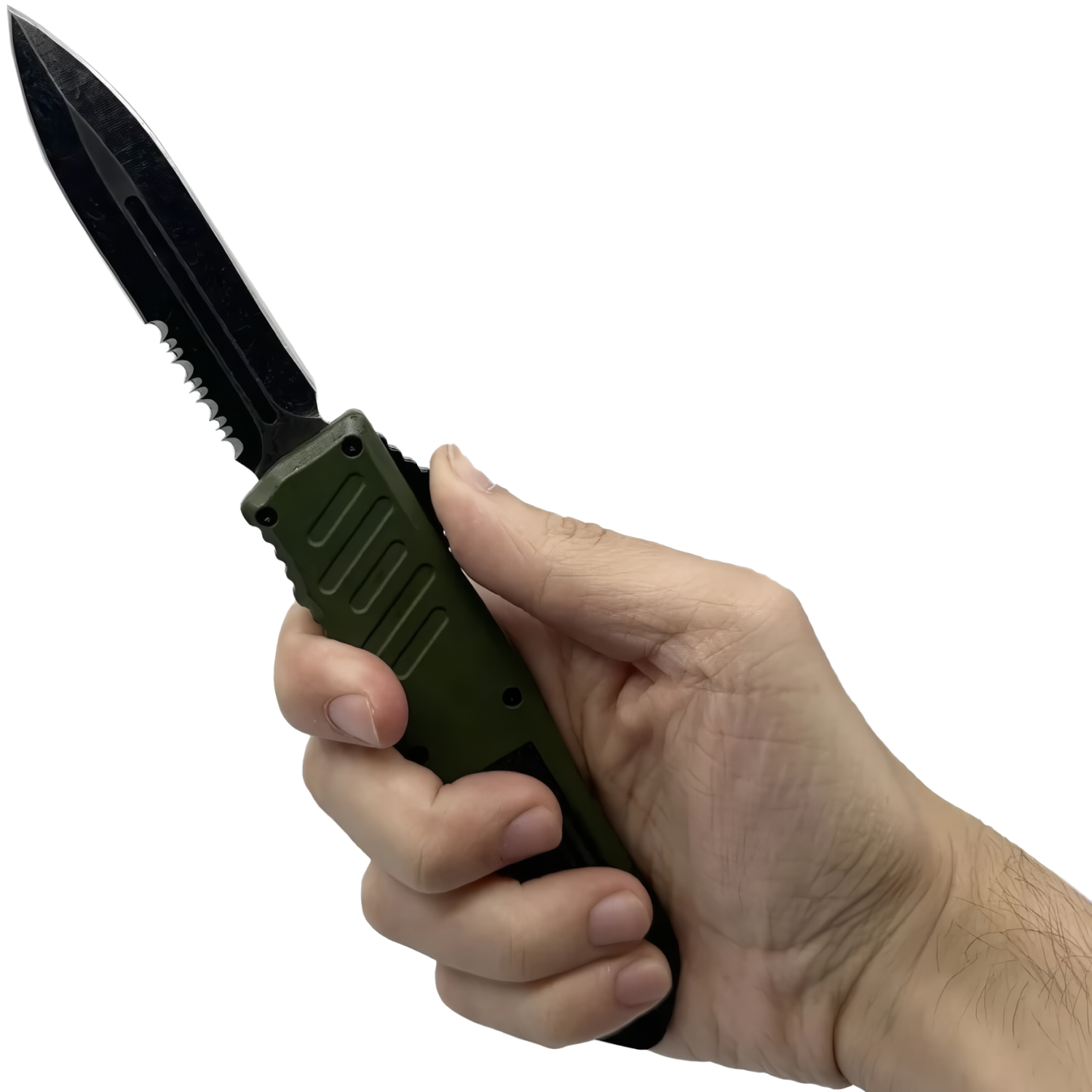 Armed Force Tactical Automatic OTF Half Serrated Dagger Knife 4"