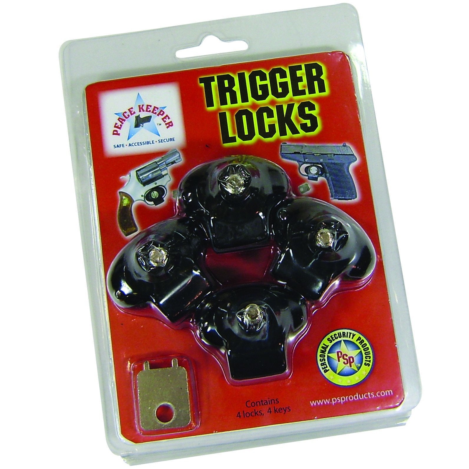 Peace Keeper Gun Trigger Safety Locks w/ Keys 4-Pack