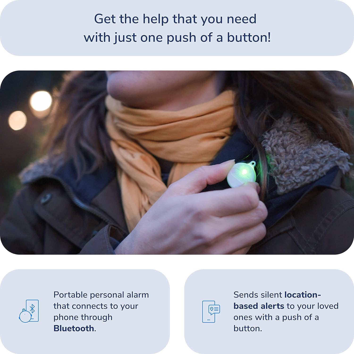 Plegium Smart Emergency Button Personal Wearable GPS Tracker Panic Alarm