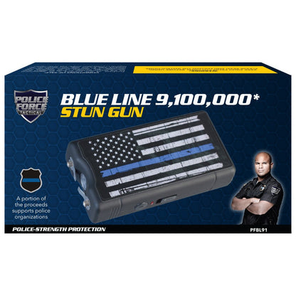 Police Force Tactical Blue Line Stun Gun w/ Braclet 9.1M