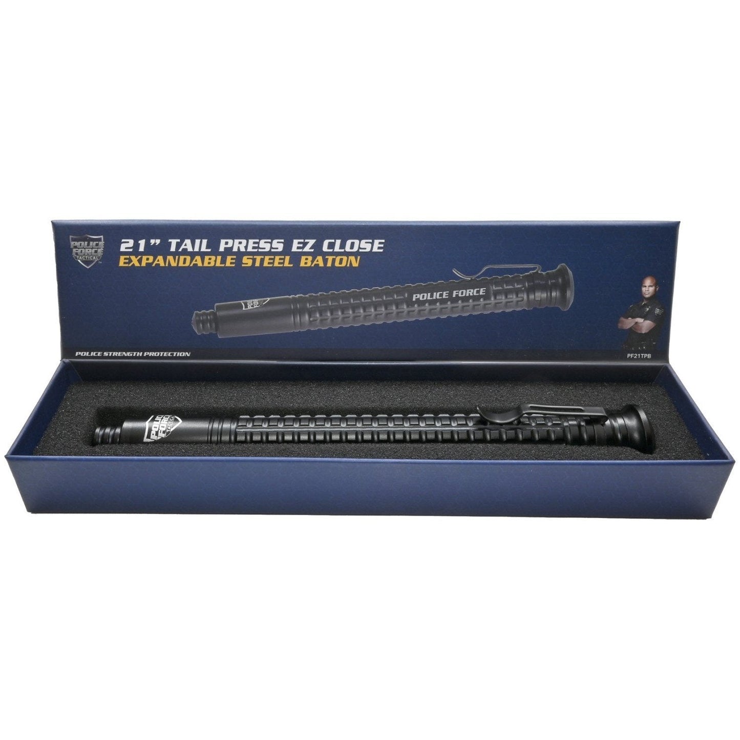 Police Force Tactical Push Button EZ Close Expandable Steel Baton 21"