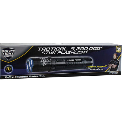 Police Force Tactical Rechargeable Stun Gun Flashlight 9.2M