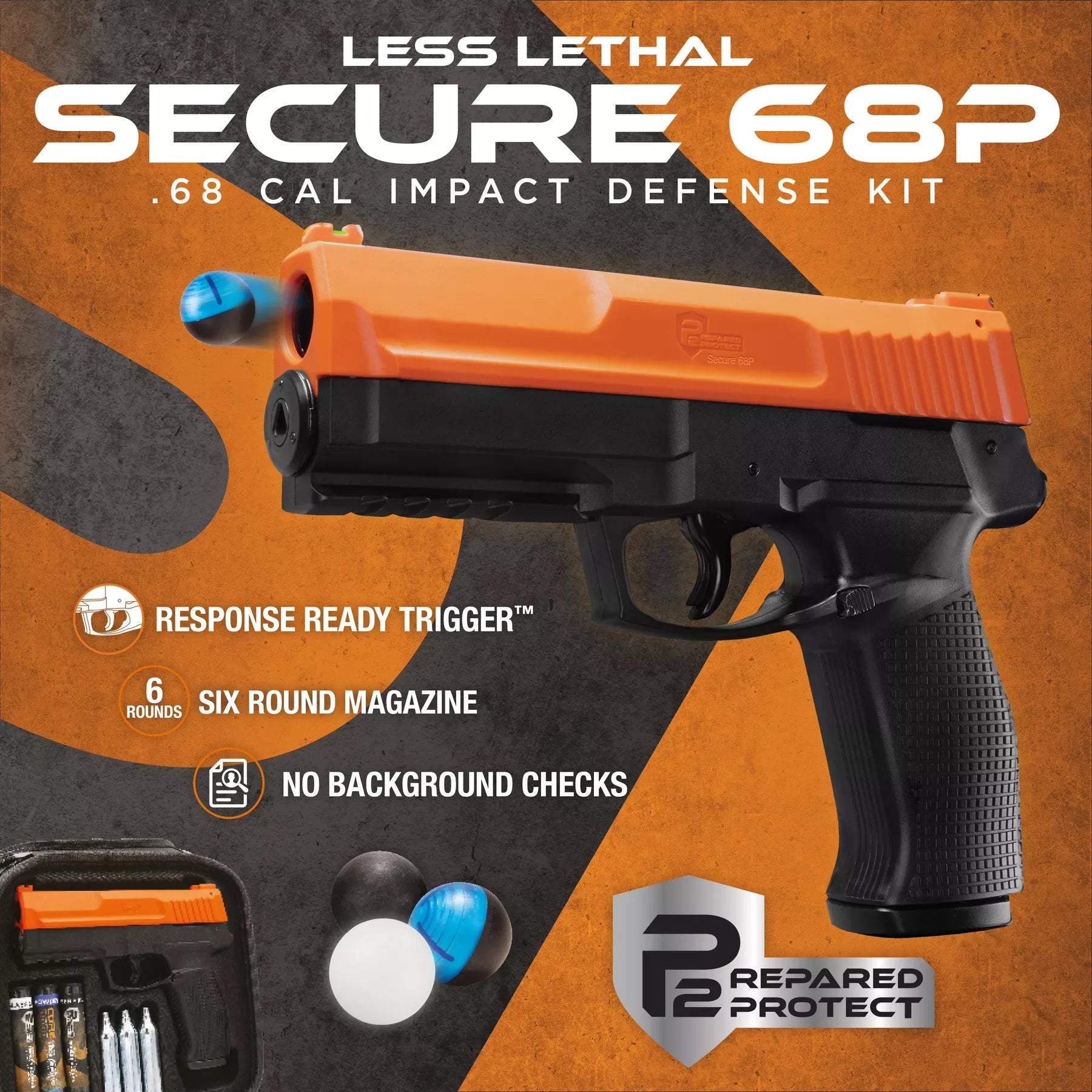 Prepared 2 Protect Secure 68P Self-Defense Projectile Launcher Kit (Non-Pepper)