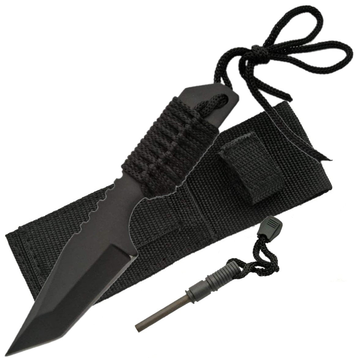 Rite Edge Outdoor Survival Tanto Knife 4.5" w/ Fire Starter & Sheath