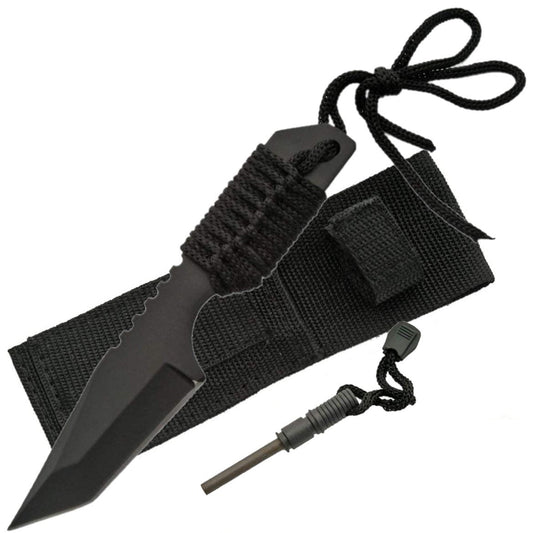 Rite Edge Outdoor Survival Tanto Knife 4.5" w/ Fire Starter & Sheath