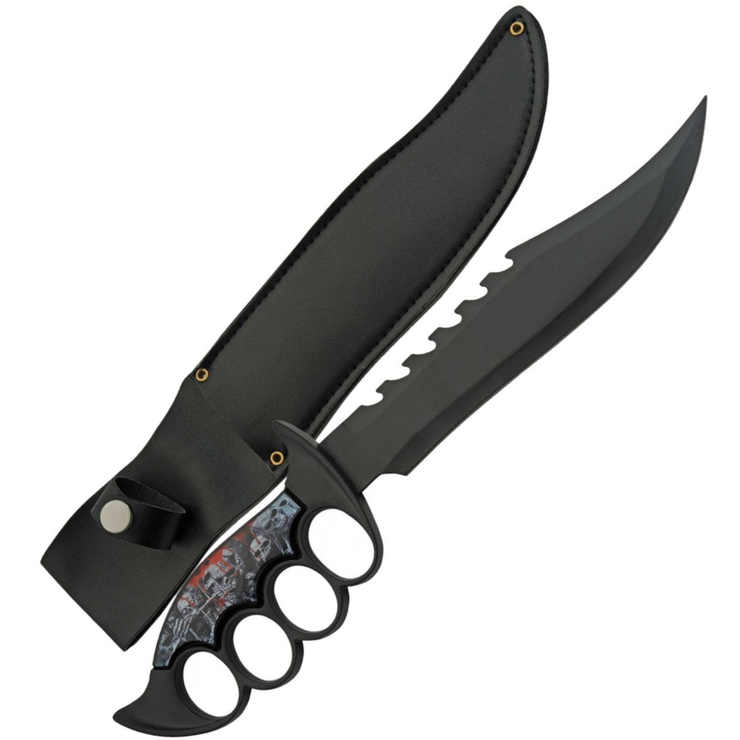 Rite Edge Skull & Bones Knuckle Duster Steel Survival Hunting Knife 8"