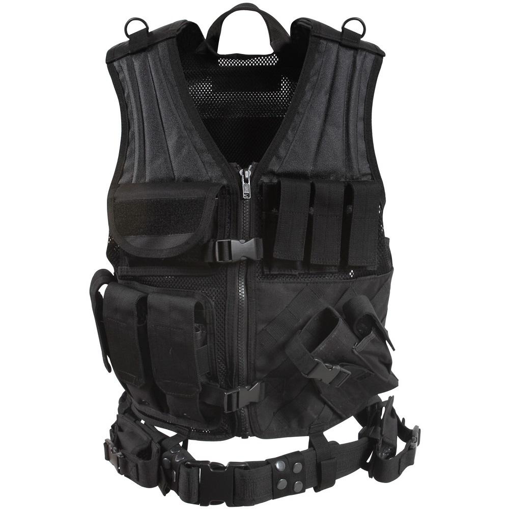 Rothco Cross Draw MOLLE System Tactical Military Vest Black