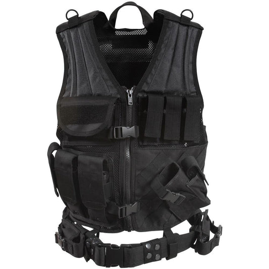 Rothco Cross Draw MOLLE System Tactical Military Vest Black