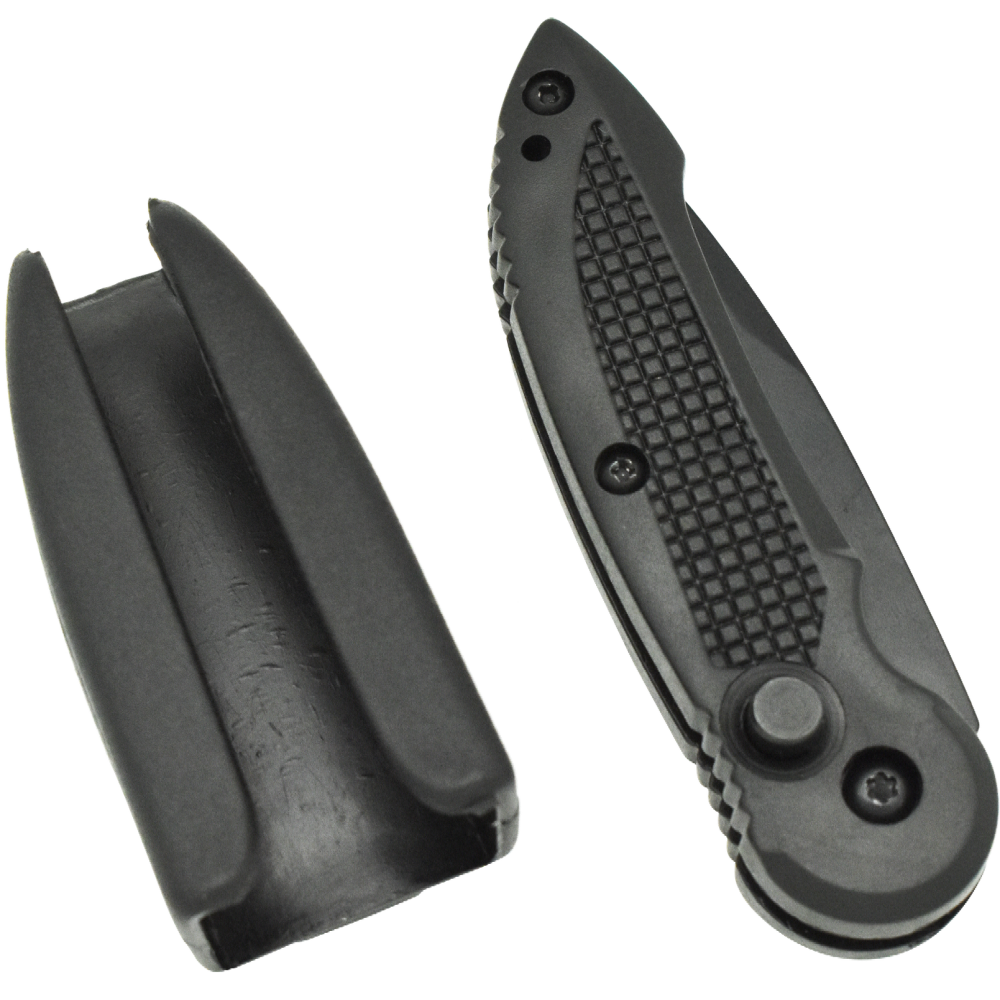 Spring Assisted Stainless Steel EDC Folding Pocket Knife w/ Plastic Holster