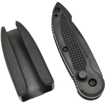 Spring Assisted Stainless Steel EDC Folding Pocket Knife w/ Plastic Holster