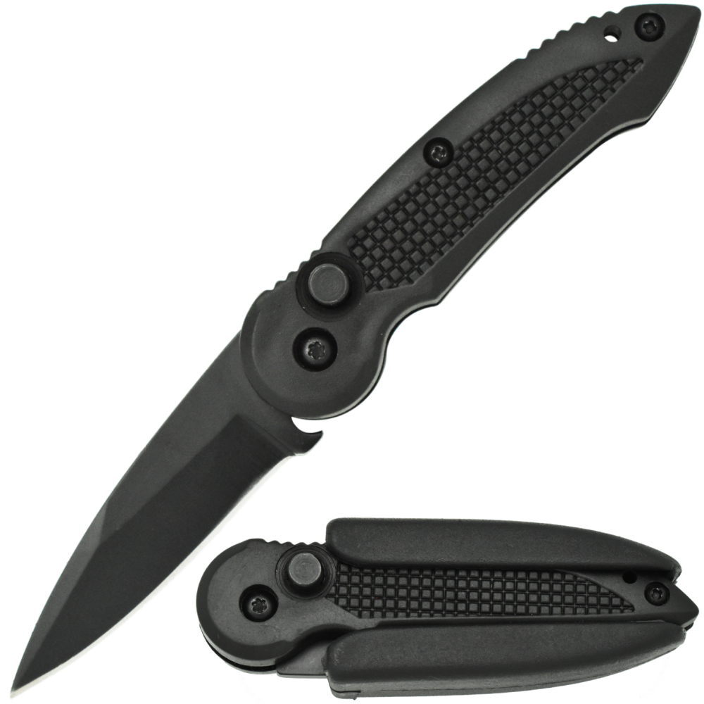 Spring Assisted Stainless Steel EDC Folding Pocket Knife w/ Plastic Holster
