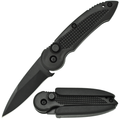 Spring Assisted Stainless Steel EDC Folding Pocket Knife w/ Plastic Holster