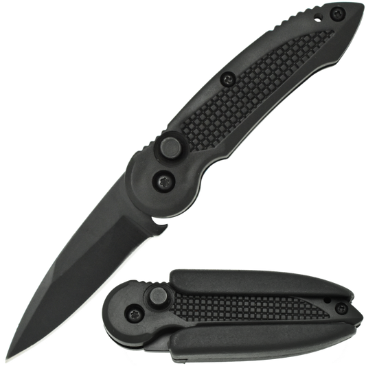 Spring Assisted Stainless Steel EDC Folding Pocket Knife w/ Plastic Holster