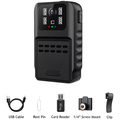 SpyWfi Rechargeable Night Vision Police Body Camera 1080p HD WiFi
