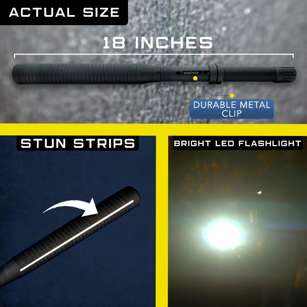 Streetwise™ Lightning Rod 18" LED Stun Gun Baton 7M