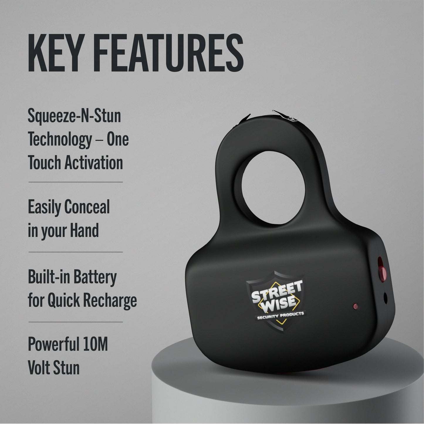 Streetwise Sting Ring Rechargeable Stun Gun 18M