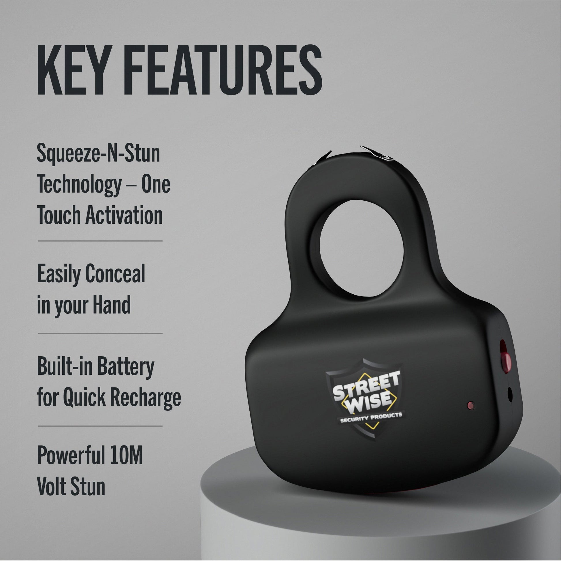 Streetwise Sting Ring Rechargeable Stun Gun 18M